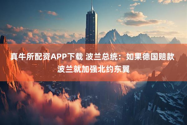 真牛所配资APP下载 波兰总统：如果德国赔款 波兰就加强北约东翼